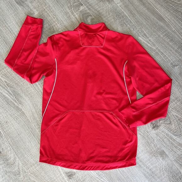 NIKE DRI-FIT Red Long Sleeve 1/2 Zip Pullover Dixie State Soccer Logo Mens Small - Picture 7 of 8